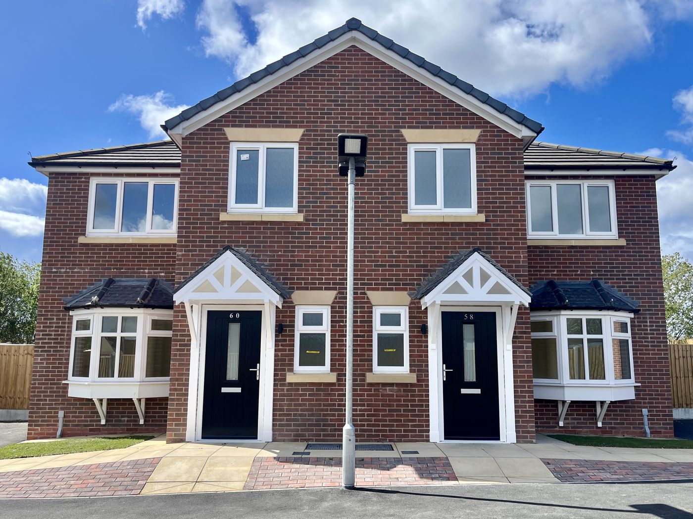 Completed semi-detached homes at Sorrel Way, St Helens